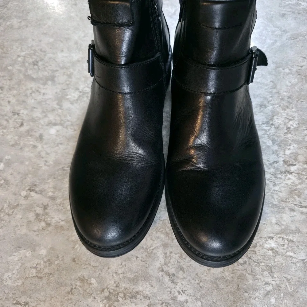 Replay Hert Biker Boots Black Leather Monk Strap Mens 7 - 7.5 / Womens 9 - 9.5‎